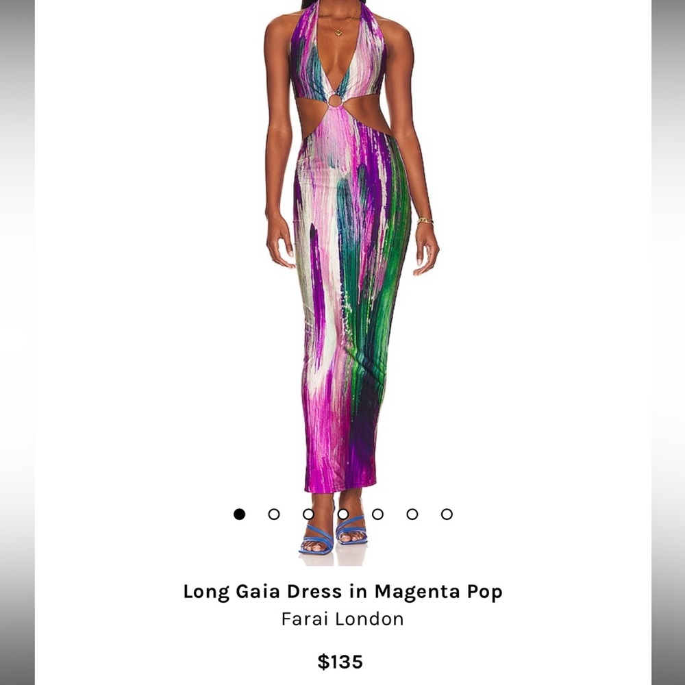 FARAI LONDON LONG GAIA DRESS IN MAGENTA POP